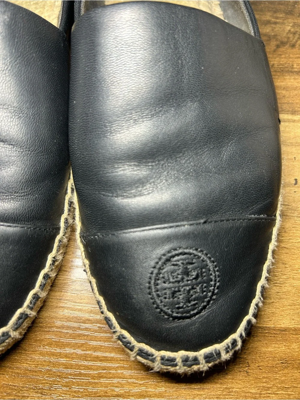 Tory Burch women’s Black Leather Espadrilles